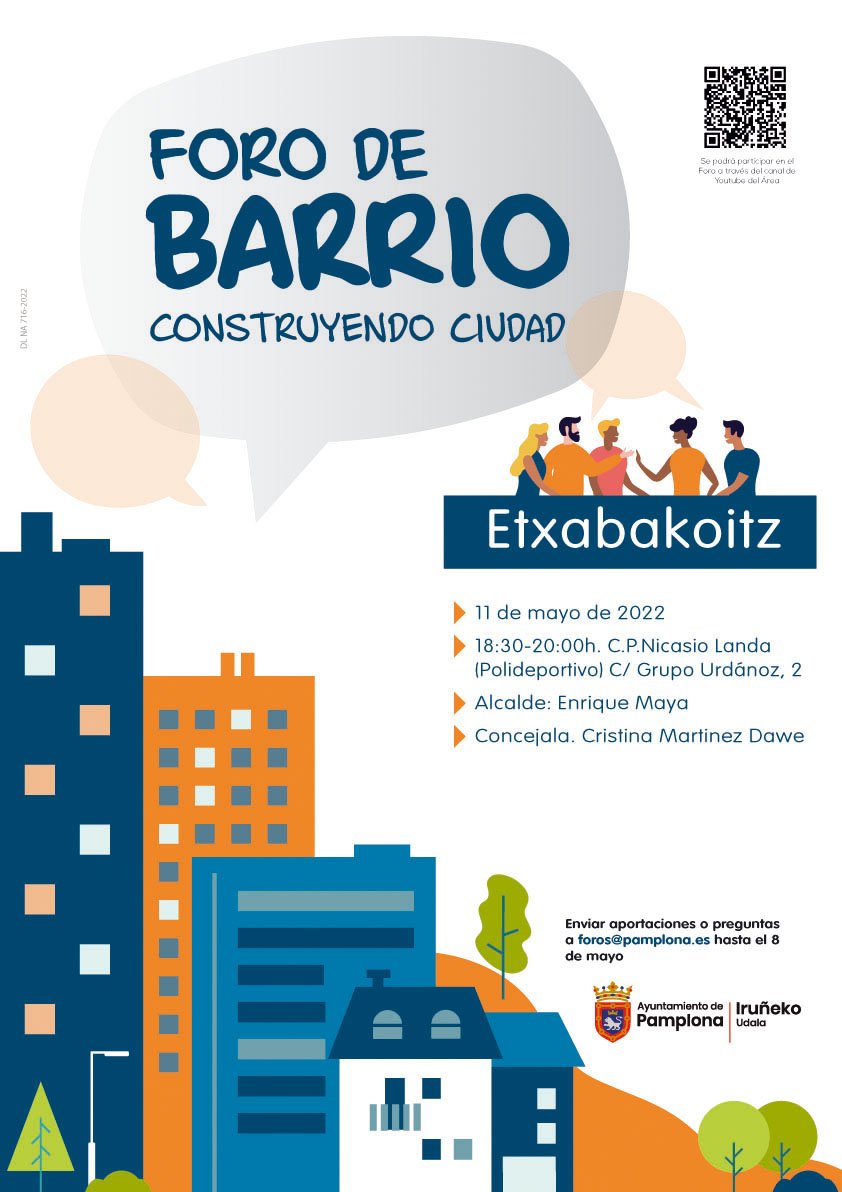 El próximo 11 de mayo los Foros de Barrio se desplazan a Etxabakoitz